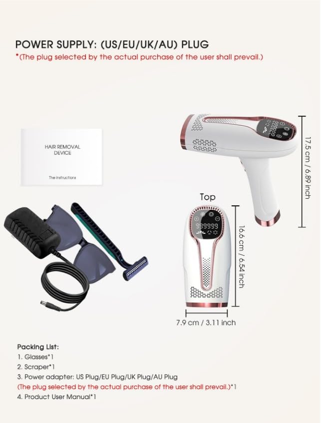 Laser Hair Removal for Women and Men 3-N-1 IPL Device Permanent 999,999 Flashes, Hair Removal for Face Armpits Legs Arms Bikini Line Whole Body Use