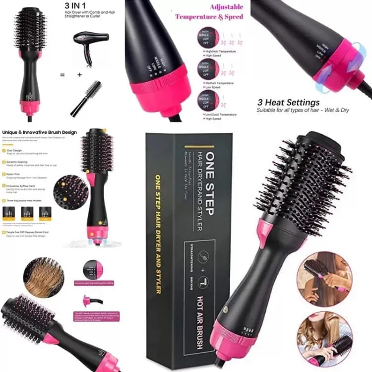 One Step Blow Hair Dryer and Volumizer Brush | Hot Air Brush Hair Styler for Straightening & Curl 1000W Comb